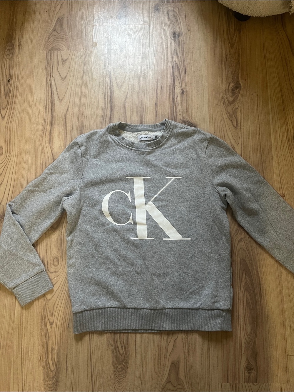 Calvin Klein Gray Crewneck with Large White CK Logo